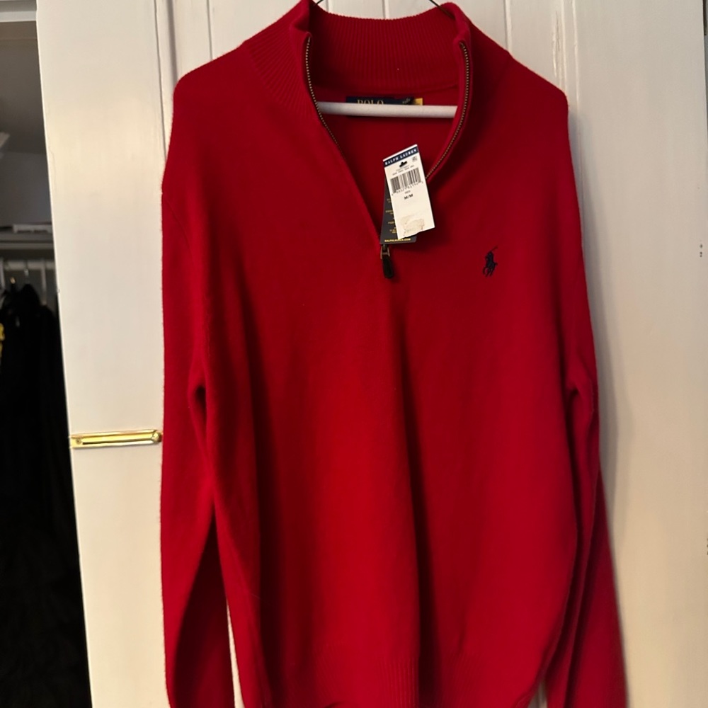 New w tags RED polo quarter zip